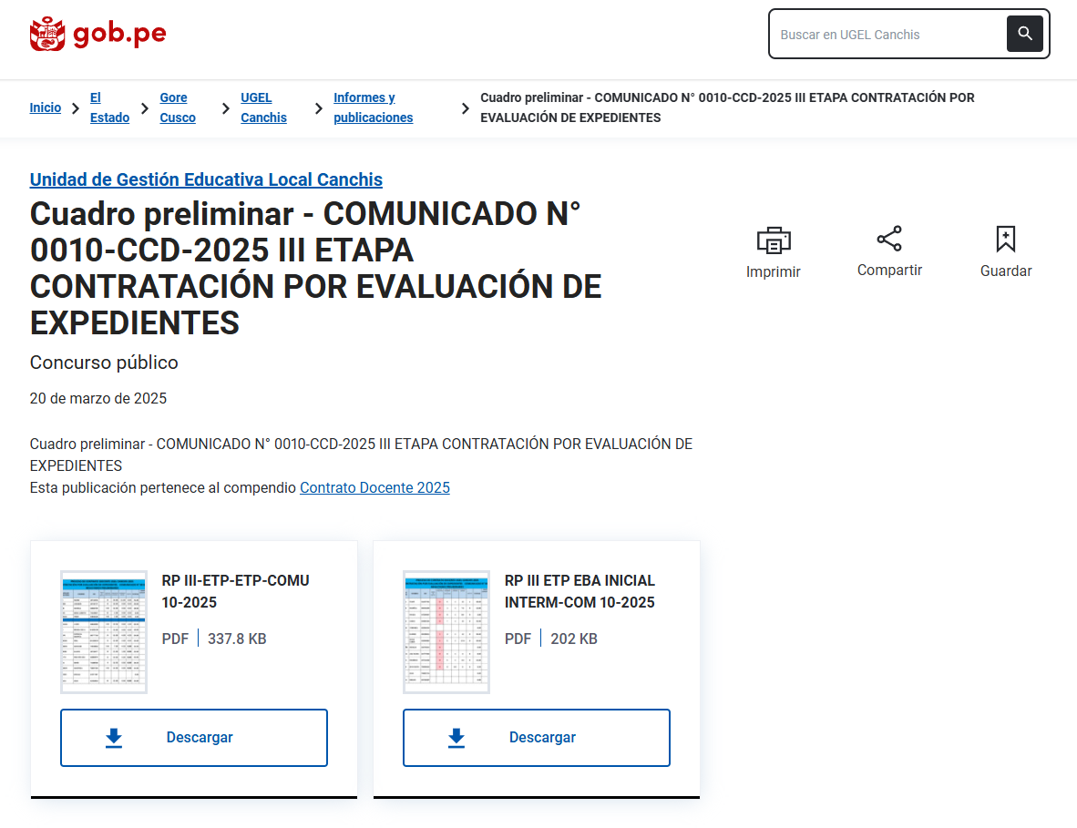 Cuadro preliminar - COMUNICADO N° 0010-CCD-2025 III ETAPA CONTRATACIÓN POR EVALUACIÓN DE EXPEDIENTES